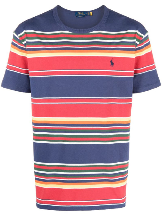 Blue Striped Cotton T-shirt