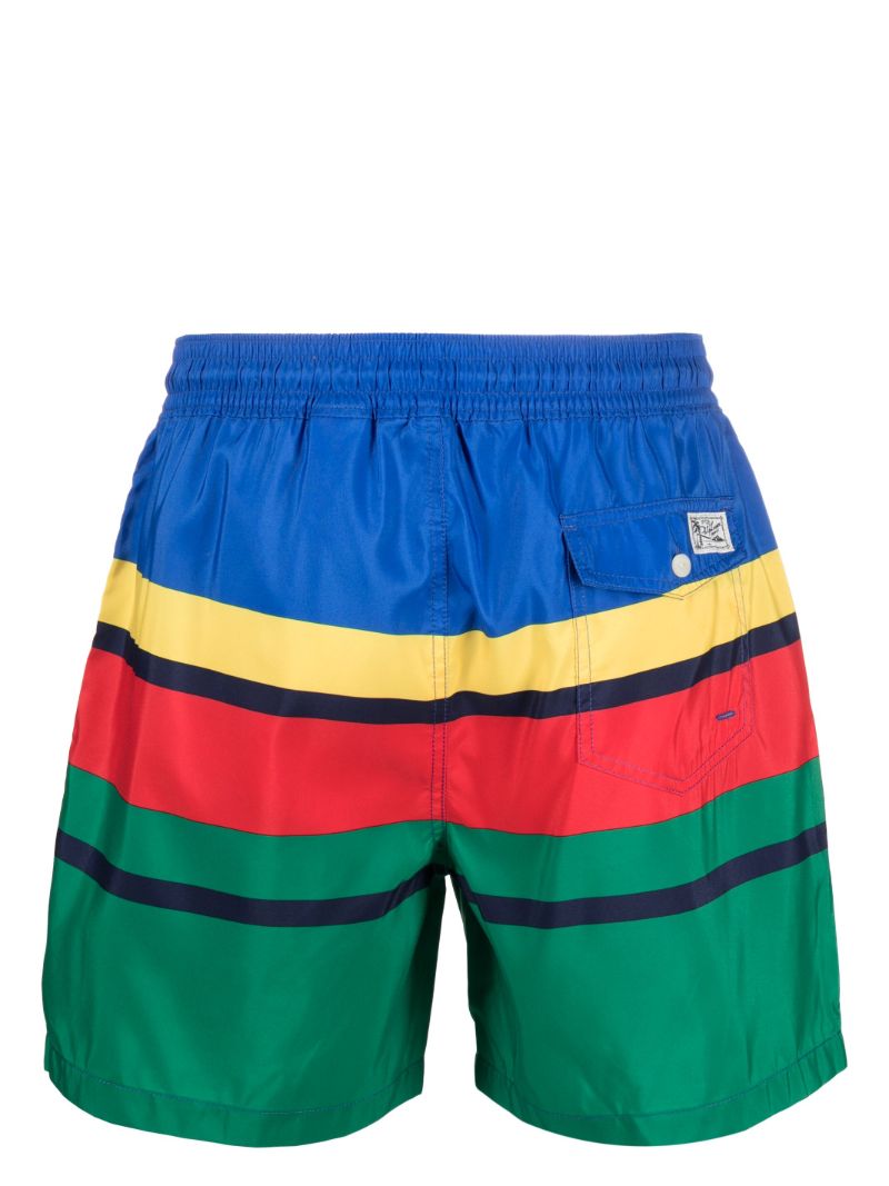 Green Colour Block Swim Shorts