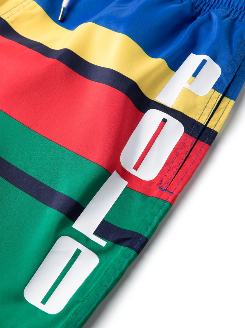 Green Colour Block Swim Shorts