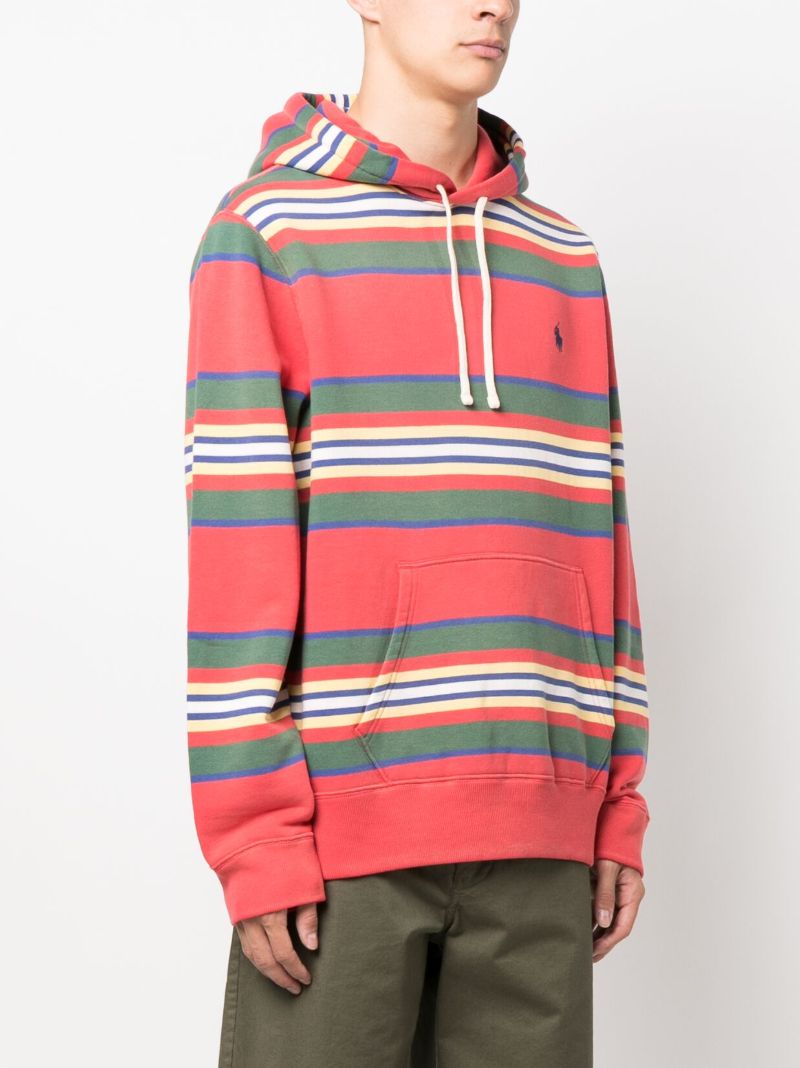 Red Polo Pony Striped Hoodie