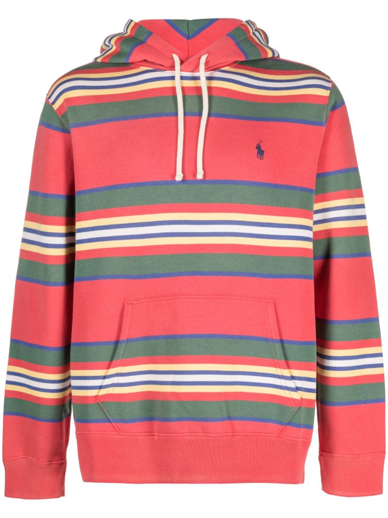 Red Polo Pony Striped Hoodie
