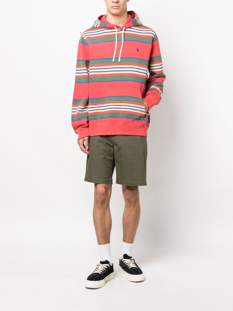 Red Polo Pony Striped Hoodie