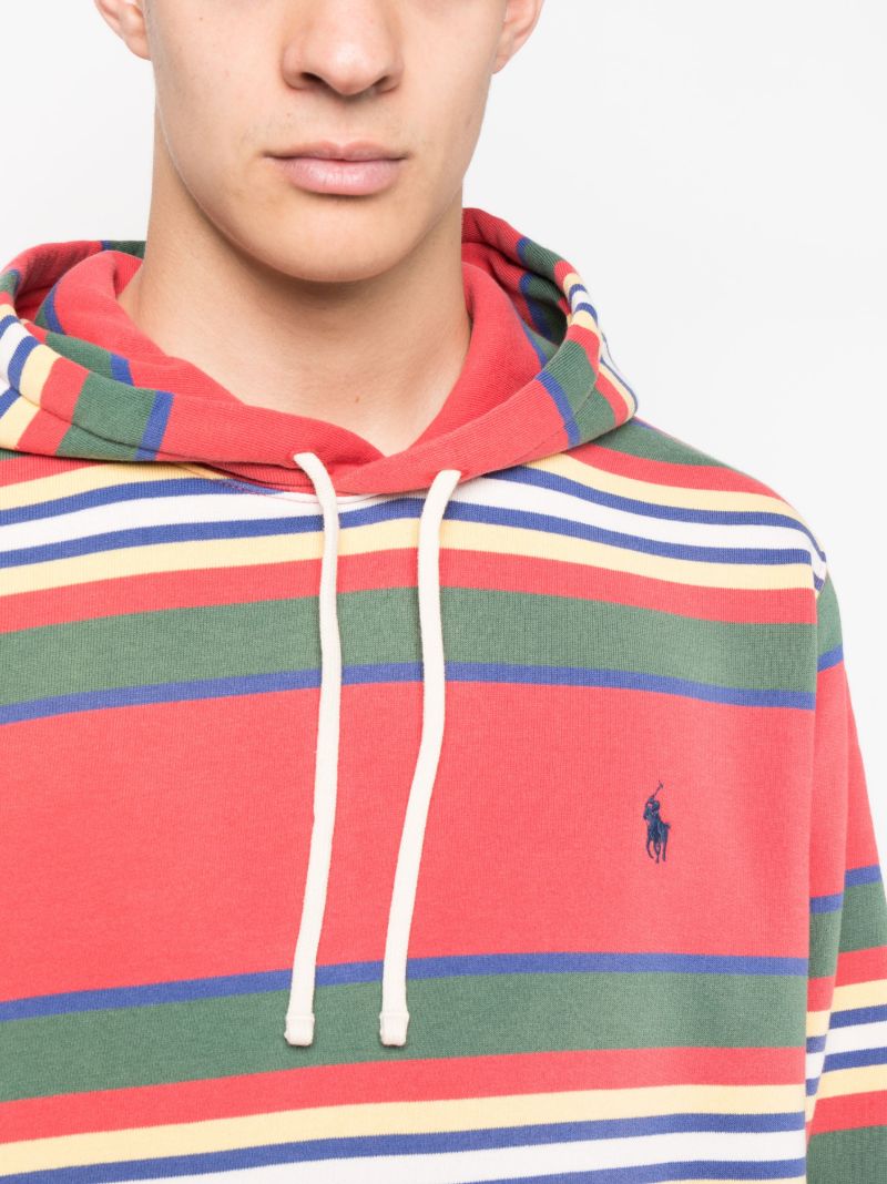 Red Polo Pony Striped Hoodie