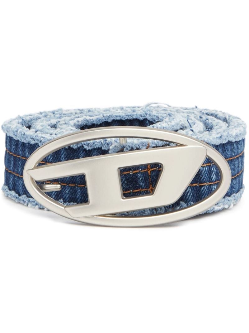 Blue B-1dr Logo-plaque Denim Belt