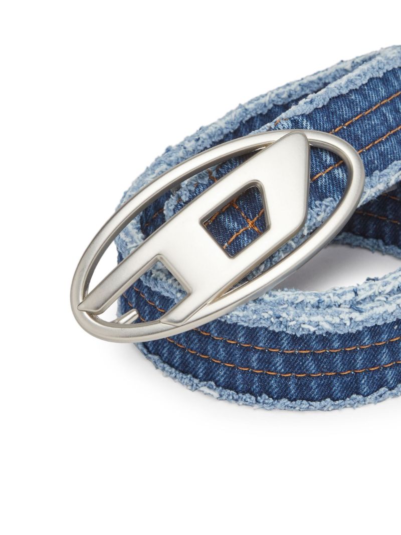 Blue B-1dr Logo-plaque Denim Belt