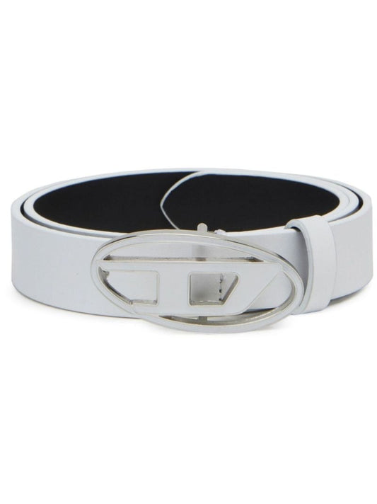 White Logo-plaque Leather Belt