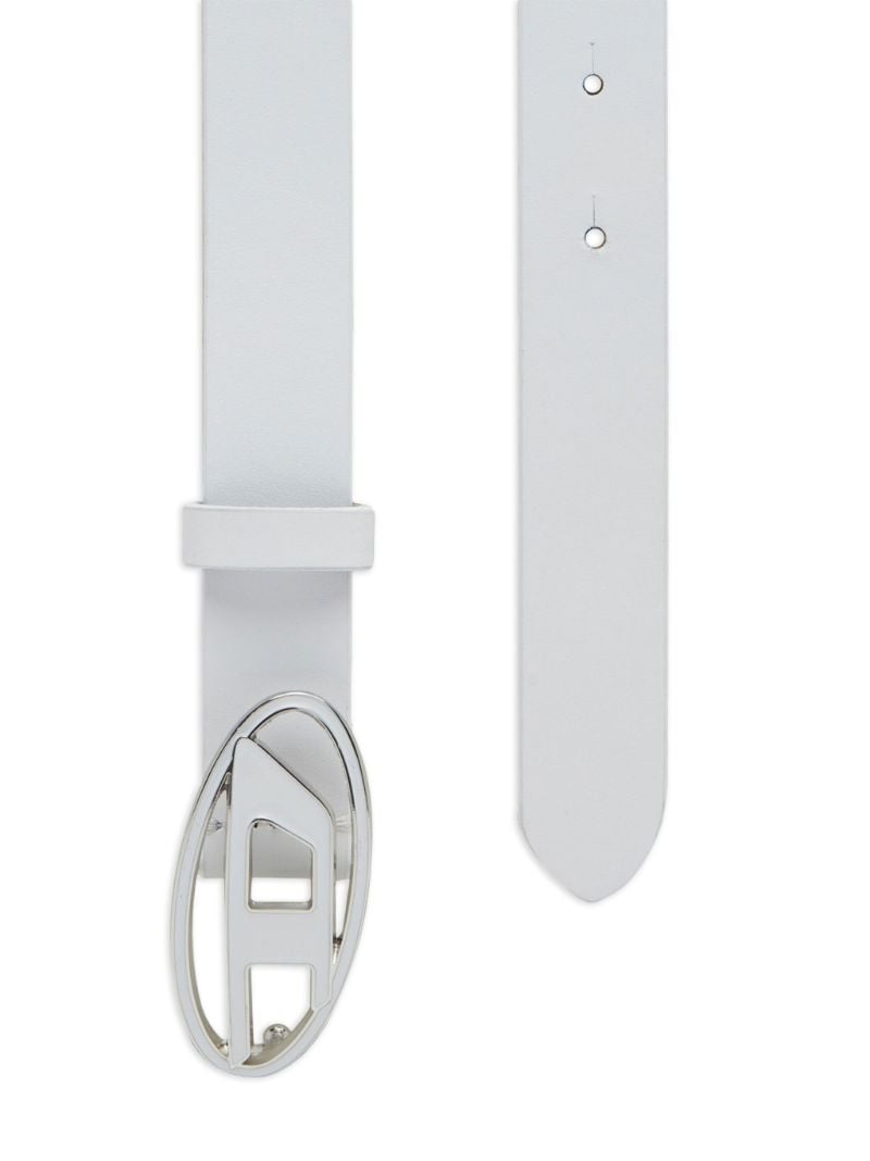 White Logo-plaque Leather Belt