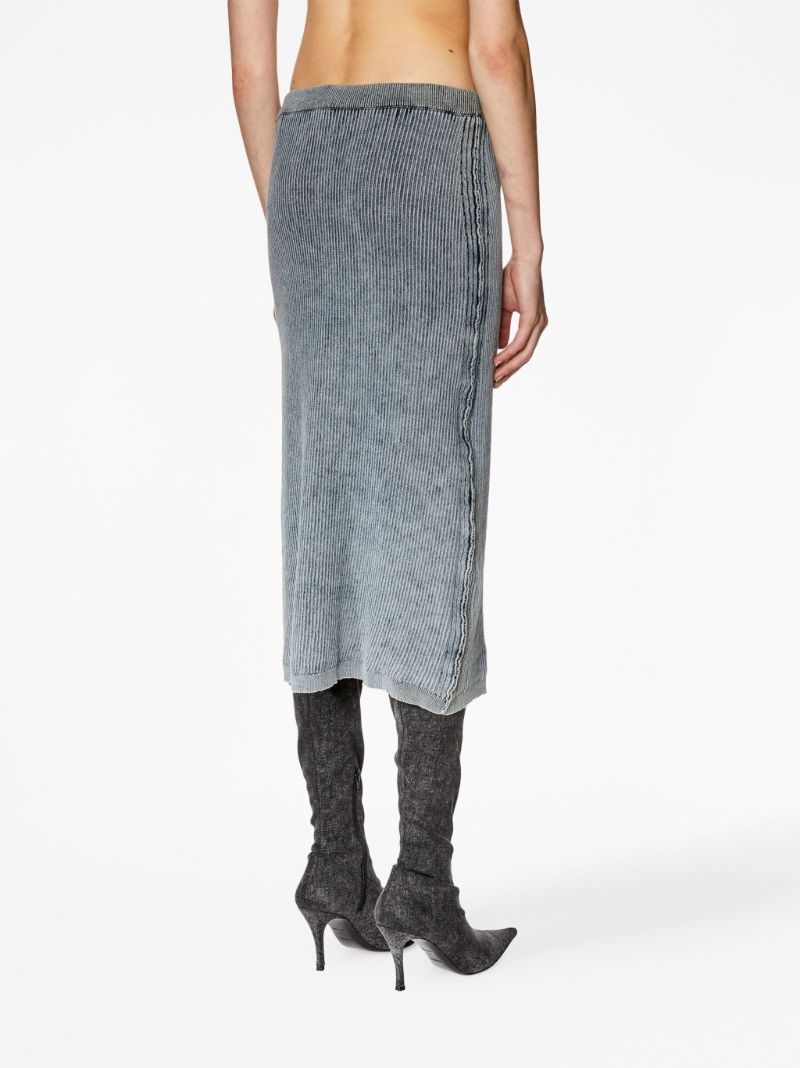 Blue Ribbed Midi Skirt