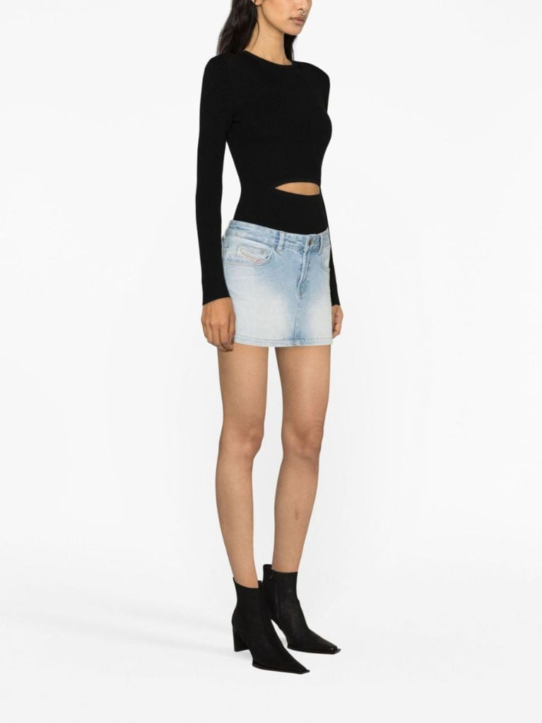 Blue Logo-appliquÃ_x0083_Â© Denim Mini Skirt