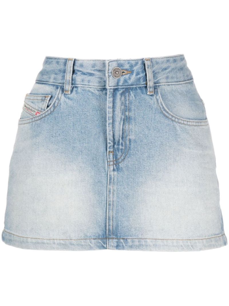 Blue Logo-appliquÃ_x0083_Â© Denim Mini Skirt
