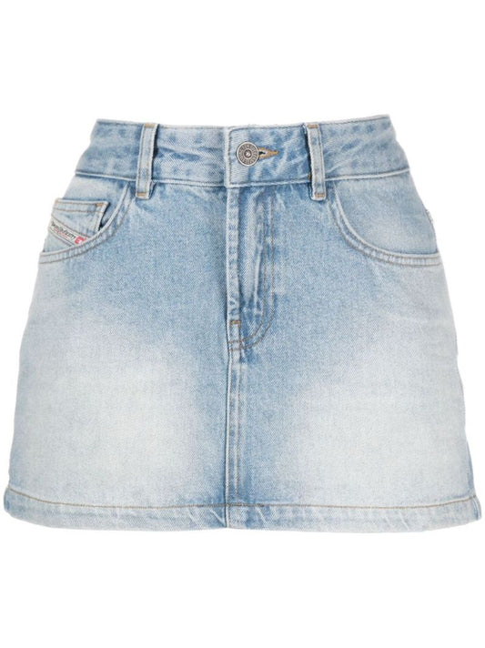 Blue Logo-appliquÃ_x0083_Â© Denim Mini Skirt
