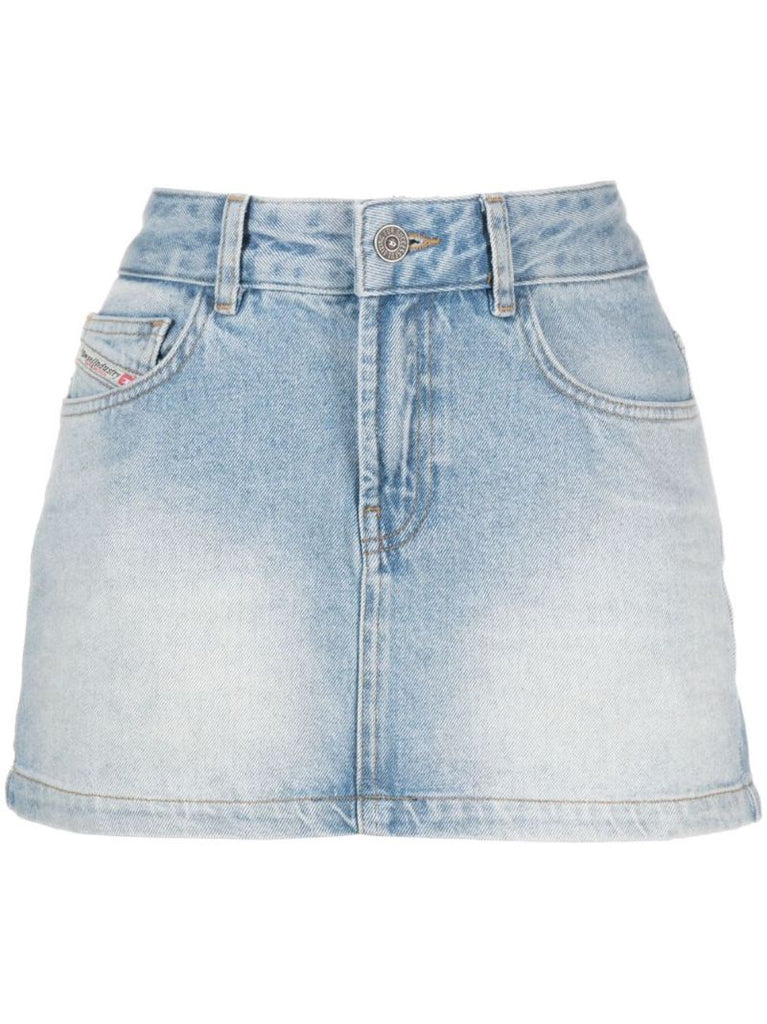Blue Logo-appliquÃ_x0083_Â© Denim Mini Skirt