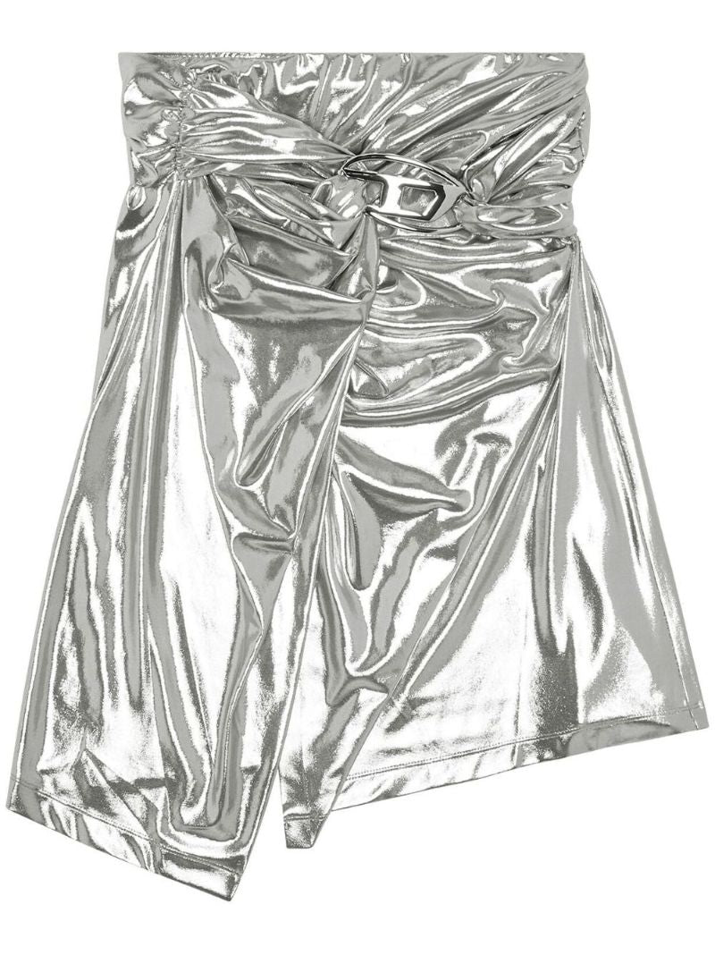Silver O-melt Asymmetric Draped Skirt