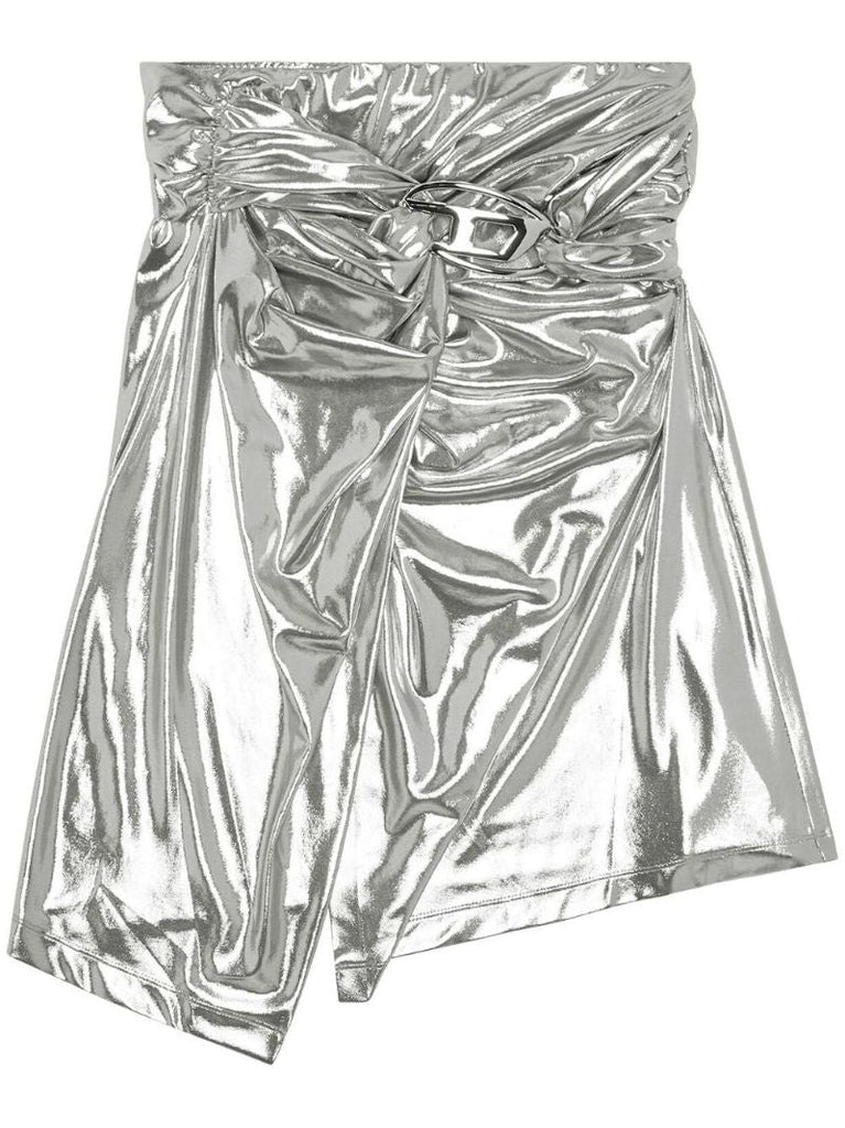 Silver O-melt Asymmetric Draped Skirt