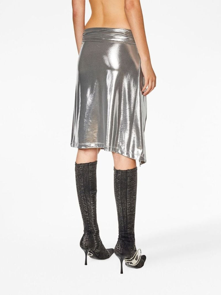 Silver O-melt Asymmetric Draped Skirt