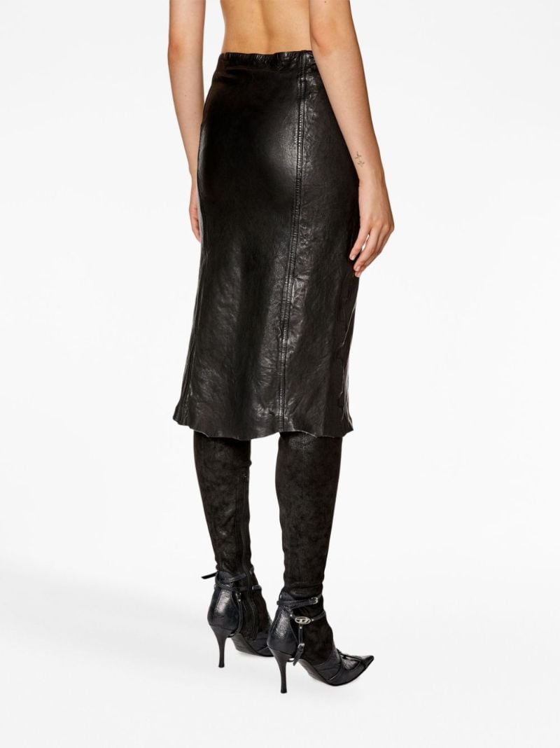 Black L-rupa Leather Midi Skirt