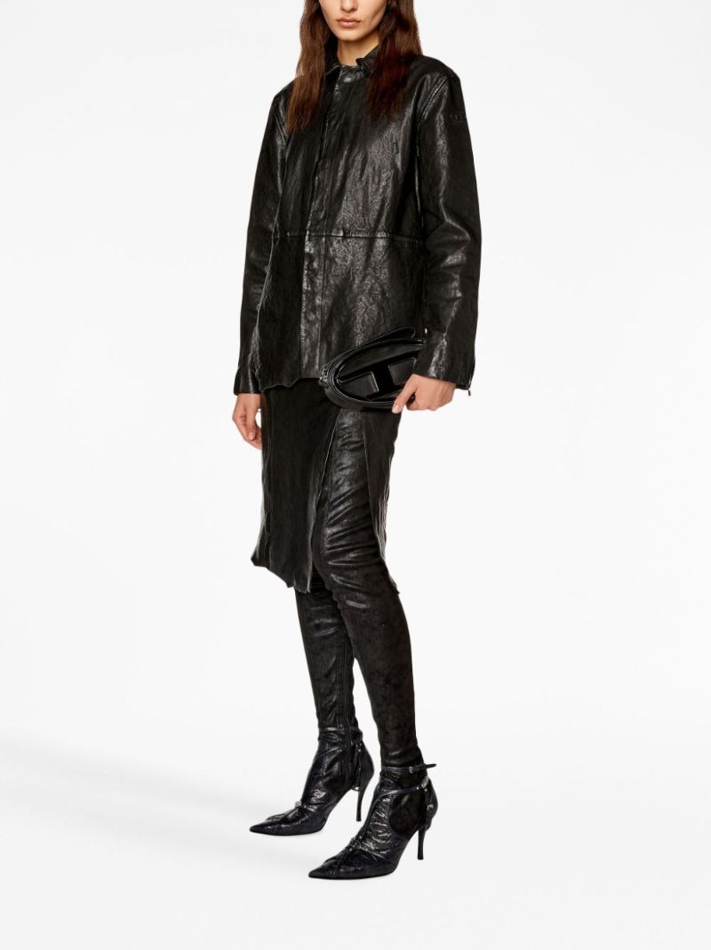 Black L-rupa Leather Midi Skirt