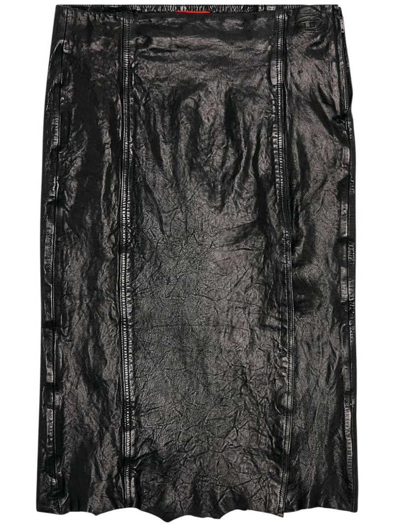 Black L-rupa Leather Midi Skirt