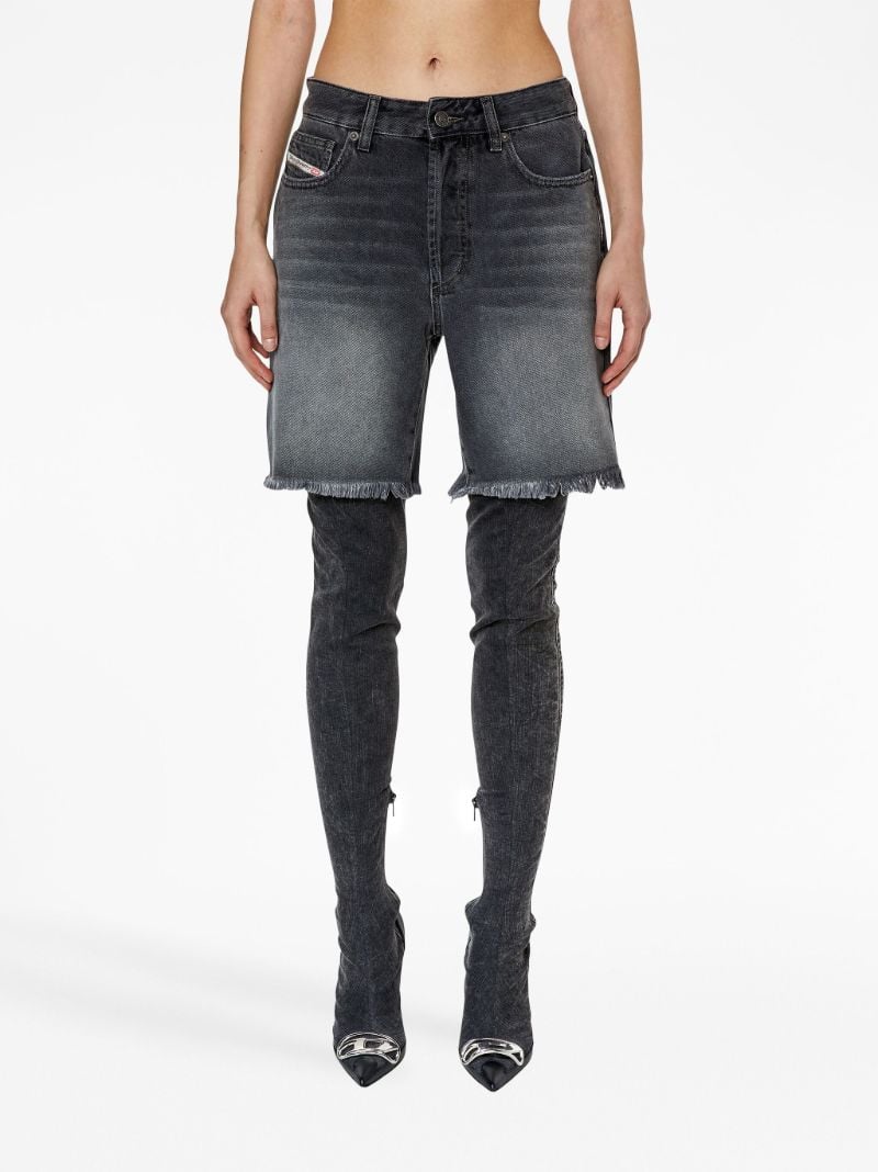 Black Frayed-hem Denim Shorts