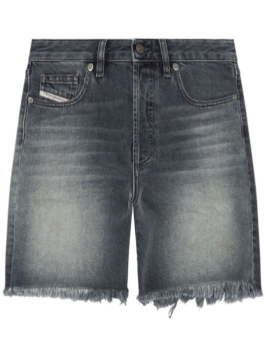 Black Frayed-hem Denim Shorts