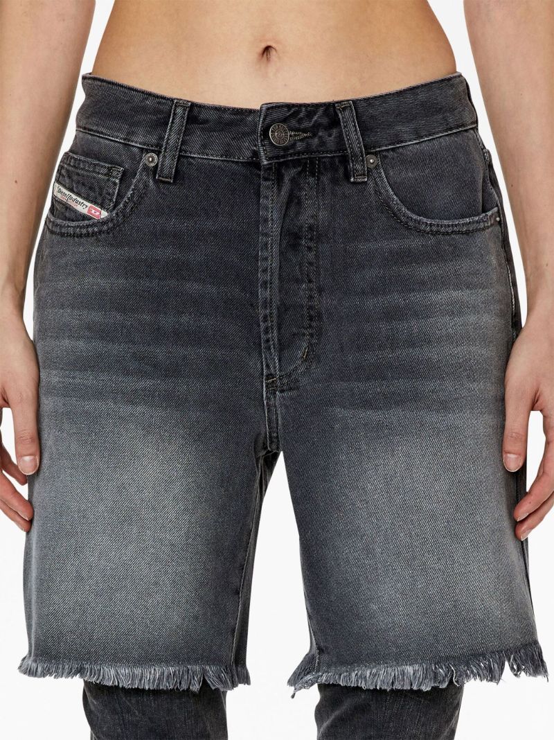 Black Frayed-hem Denim Shorts