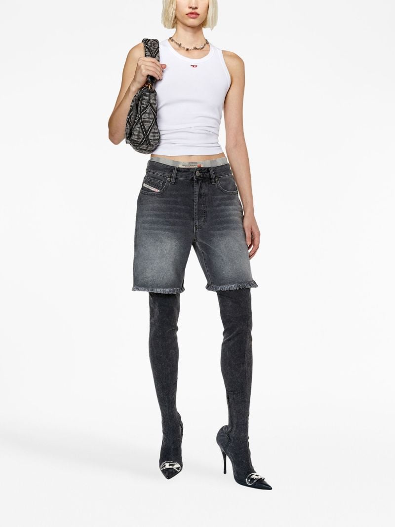 Black Frayed-hem Denim Shorts