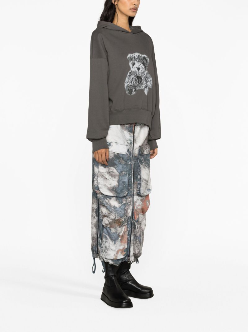 Grey Pixel Teddy Cotton Hoodie