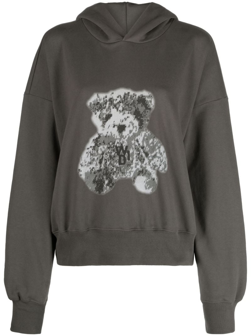 Grey Pixel Teddy Cotton Hoodie
