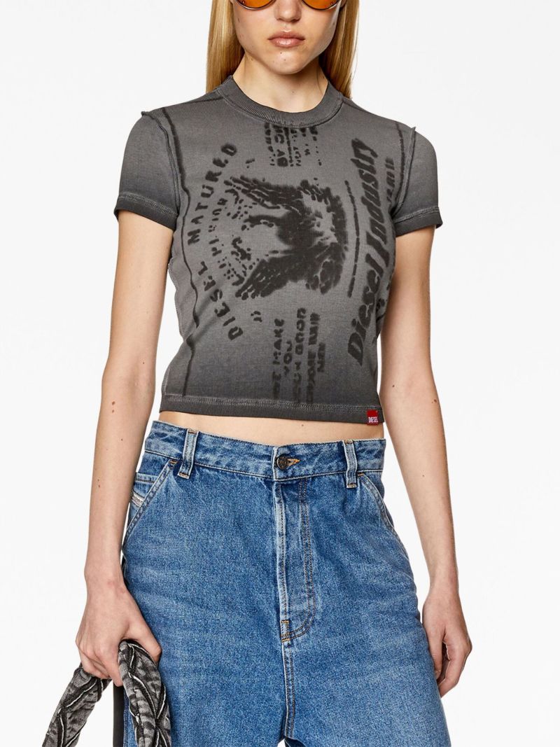 Grey T-skinzy-l1 Crop T-shirt