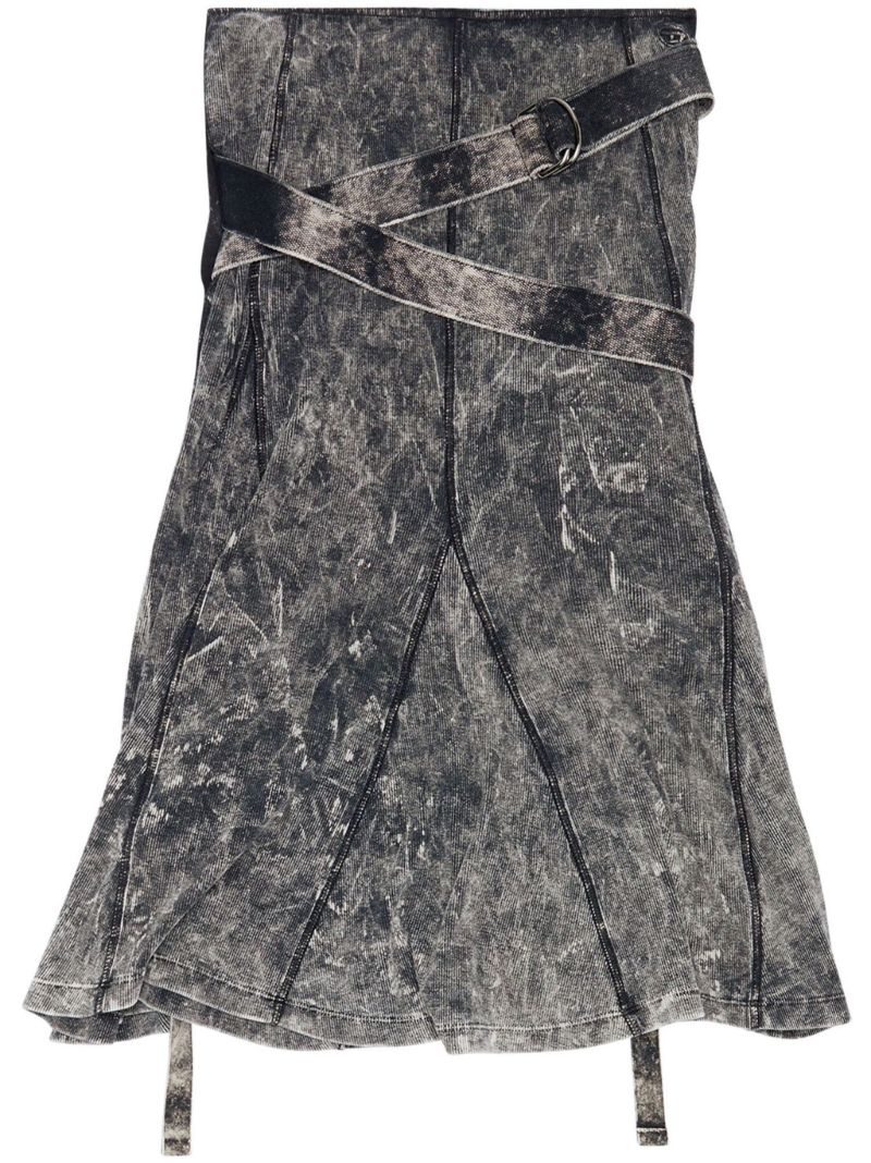 Grey O-venus Ribbed Midi Skirt