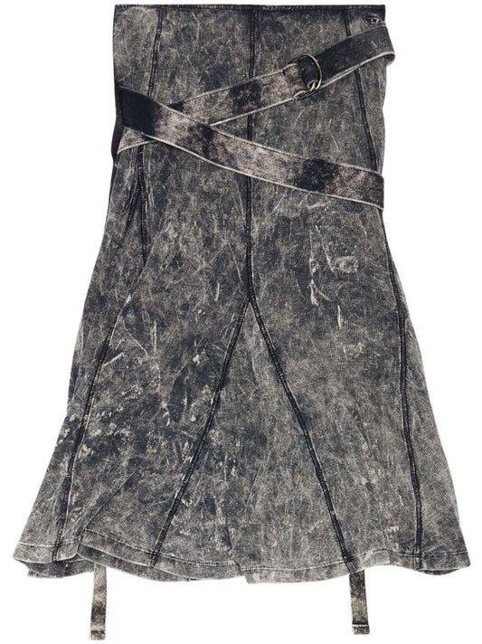 Grey O-venus Ribbed Midi Skirt