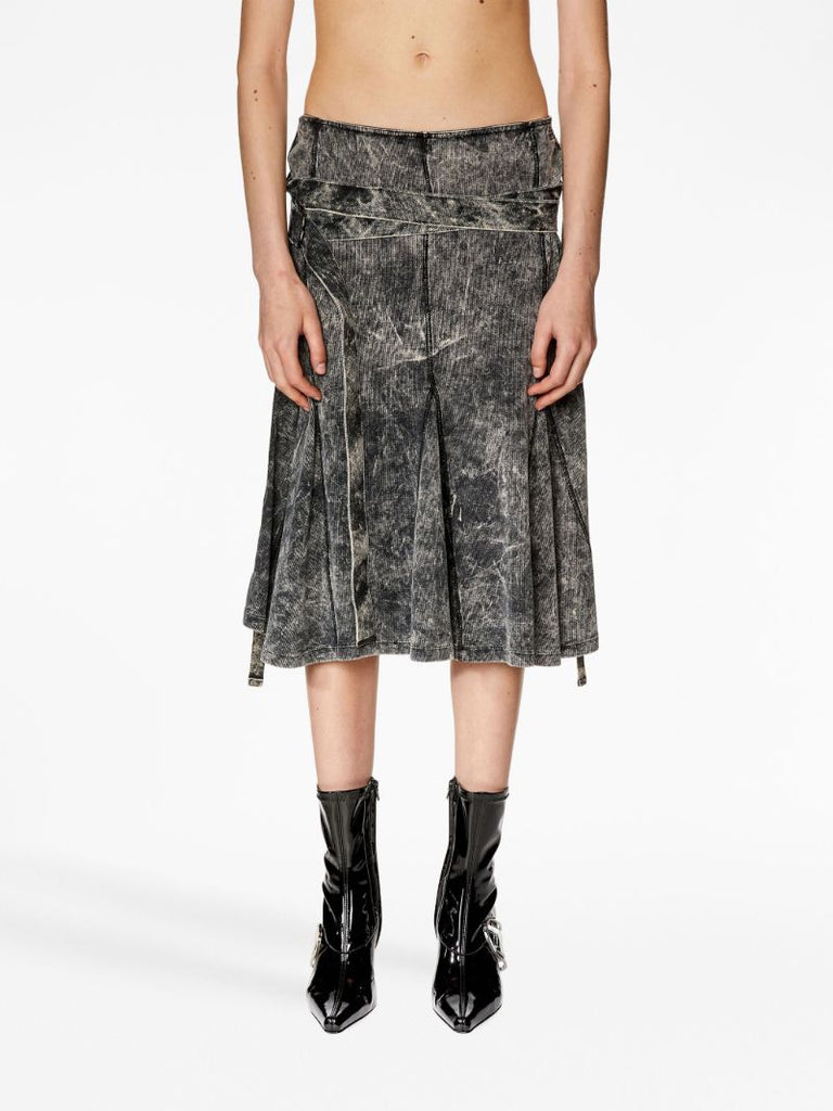 Grey O-venus Ribbed Midi Skirt