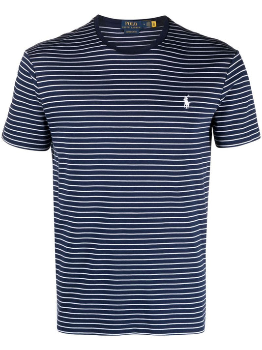 Blue Striped Cotton T-shirt
