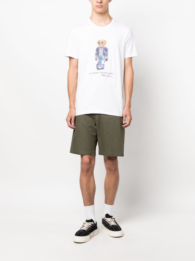 White Polo Bear Print Cotton T-shirt