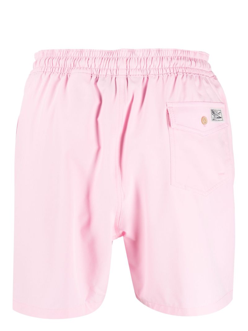 Pink Logo Embroidered Swim Shorts