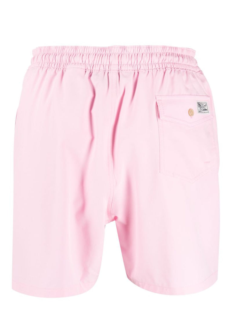 Pink Logo Embroidered Swim Shorts