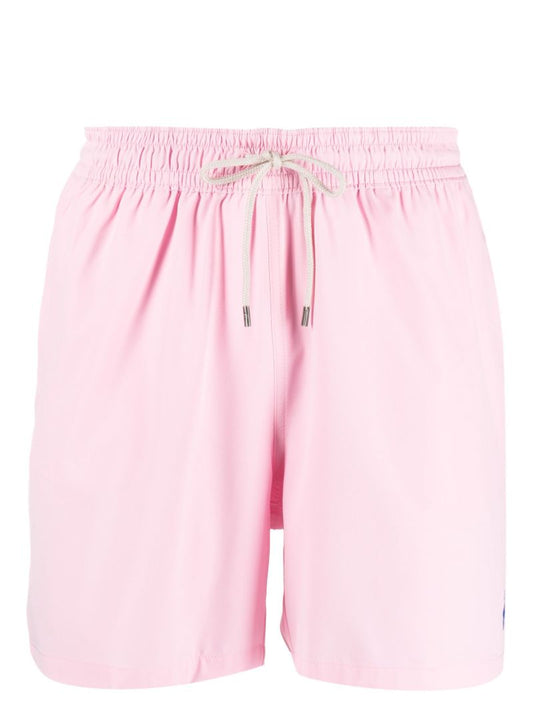 Pink Logo Embroidered Swim Shorts