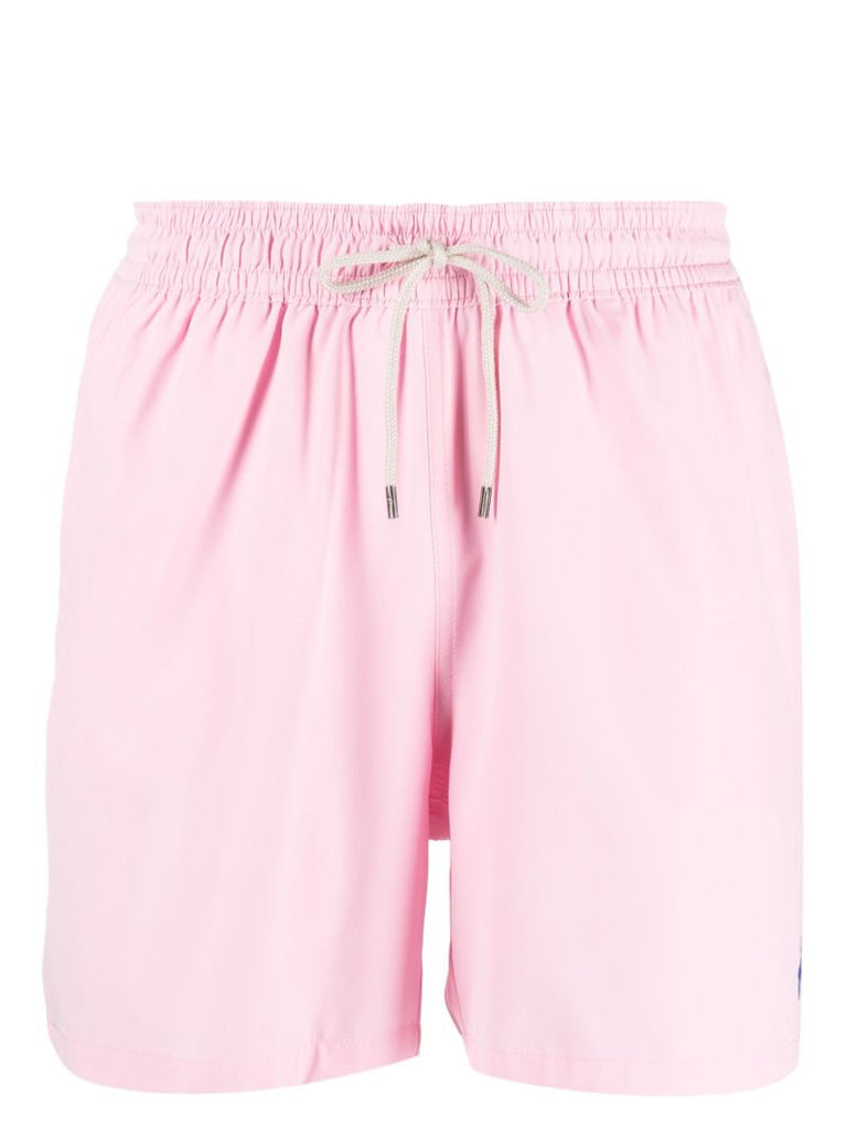 Pink Logo Embroidered Swim Shorts