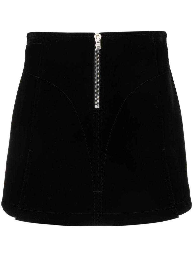 Black Half-zip Mini Skirt