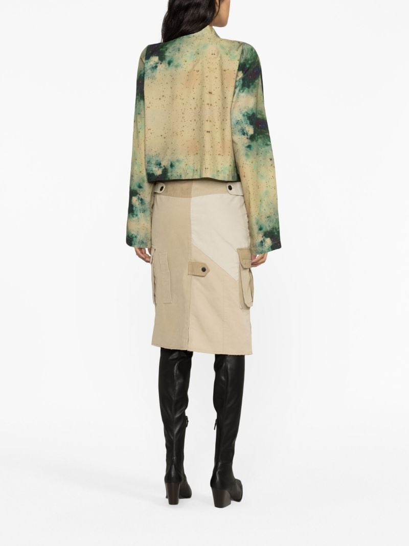 Neutral Colour-block Patchwork Cargo Skirt