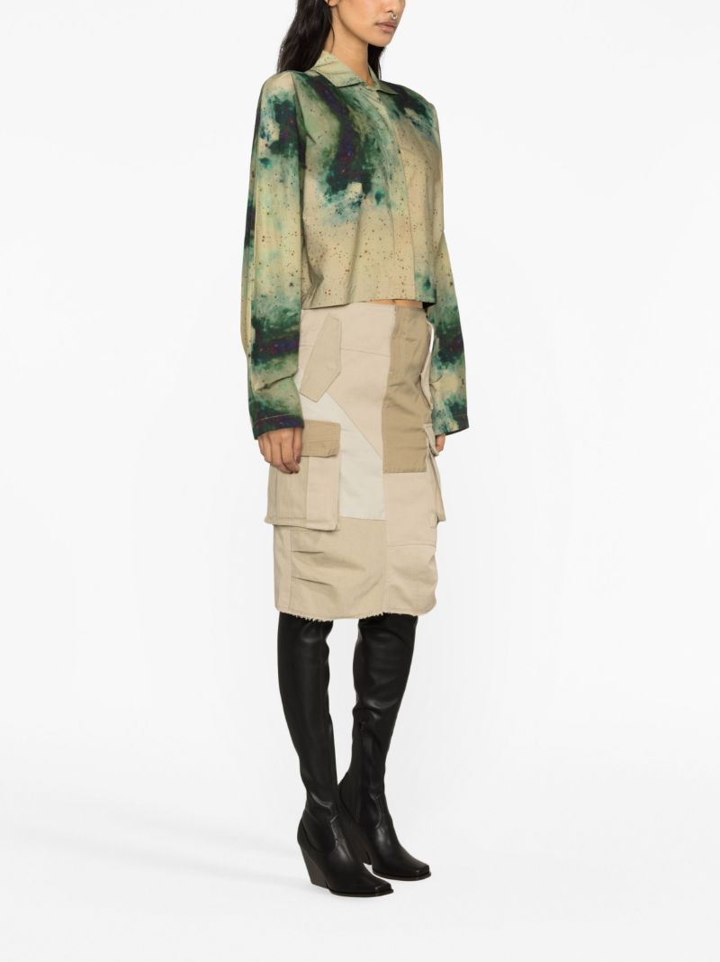 Neutral Colour-block Patchwork Cargo Skirt