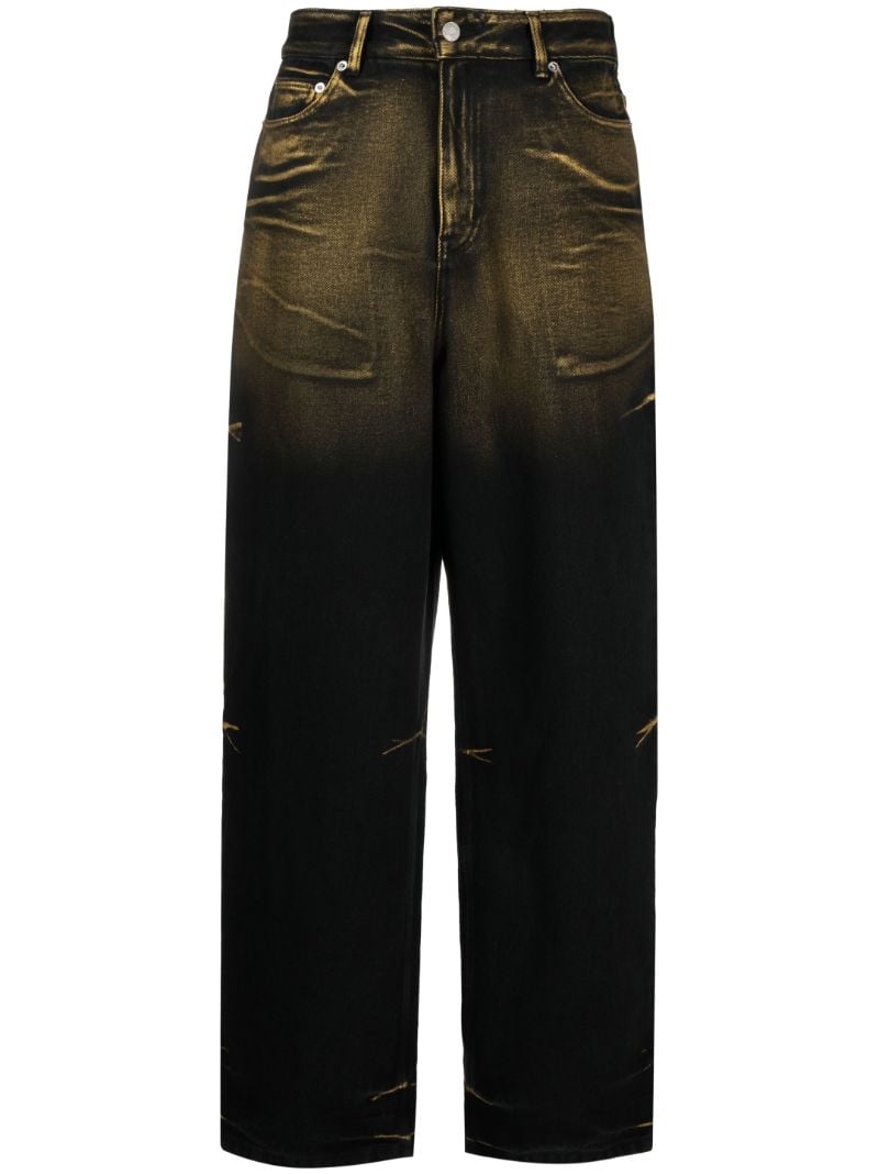 Black Metal Print Straight-leg Jeans