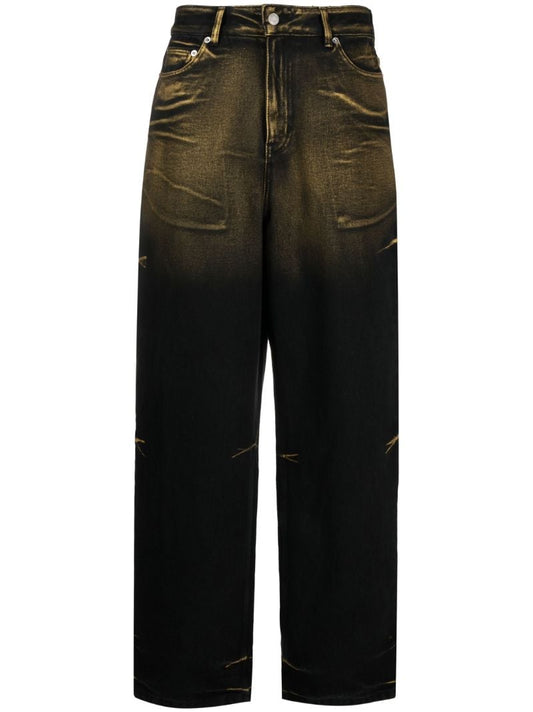 Black Metal Print Straight-leg Jeans