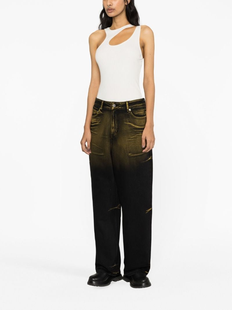 Black Metal Print Straight-leg Jeans