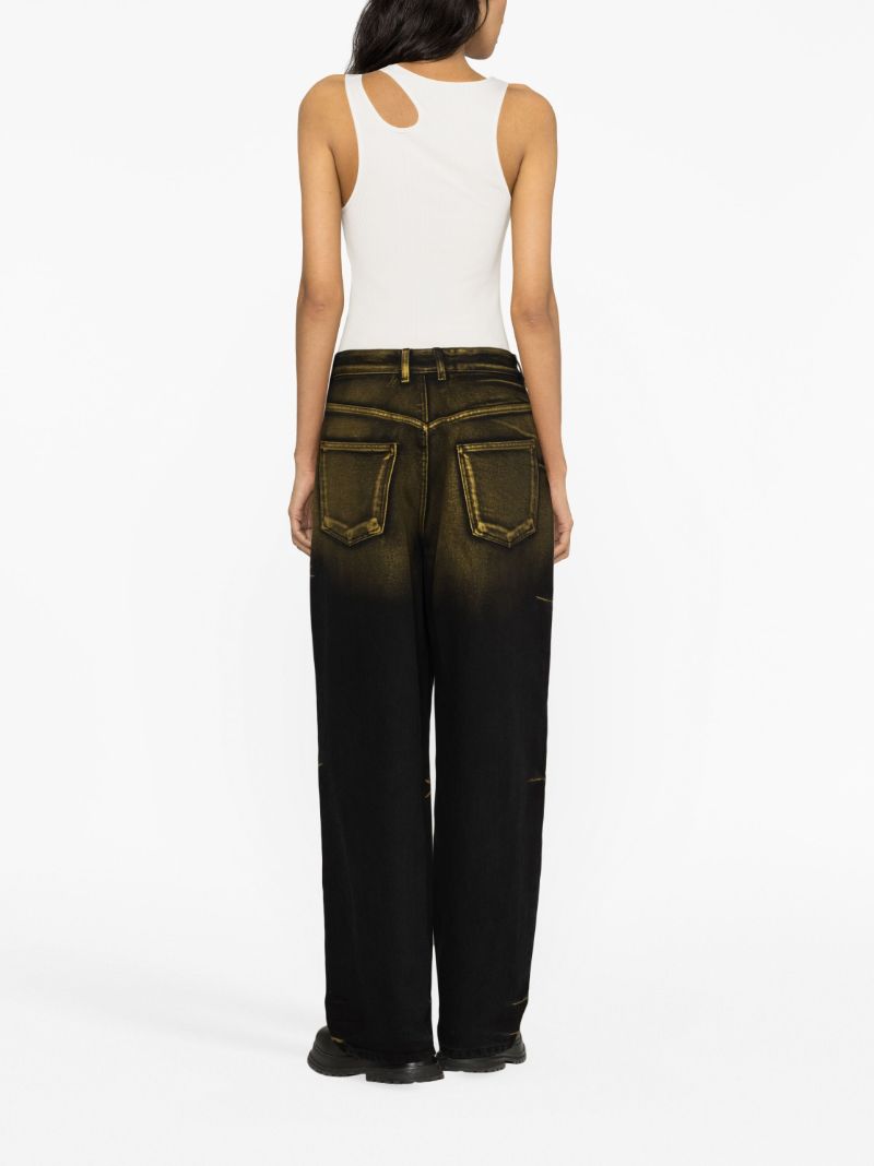 Black Metal Print Straight-leg Jeans