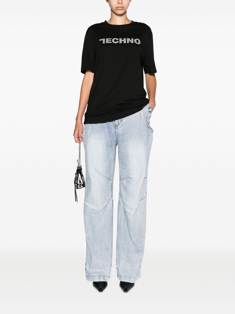 Blue High-rise Wide-leg Jeans