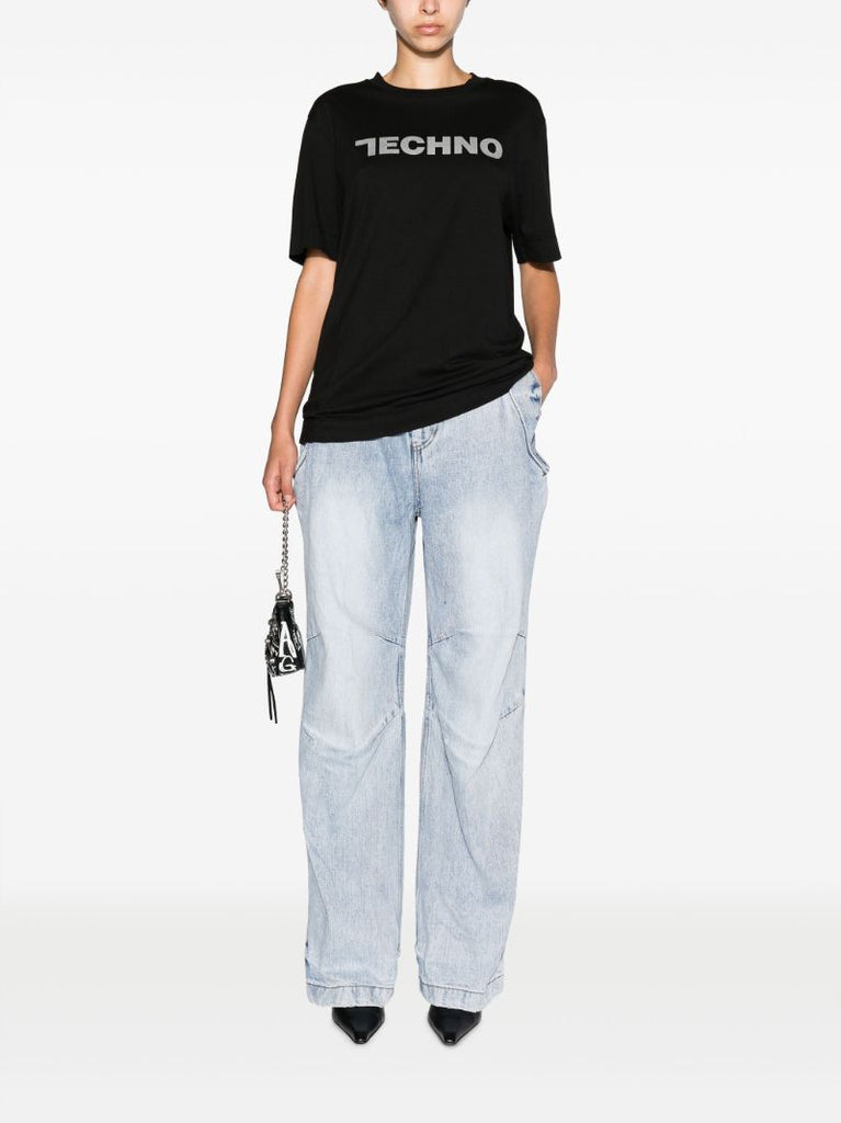 Blue High-rise Wide-leg Jeans