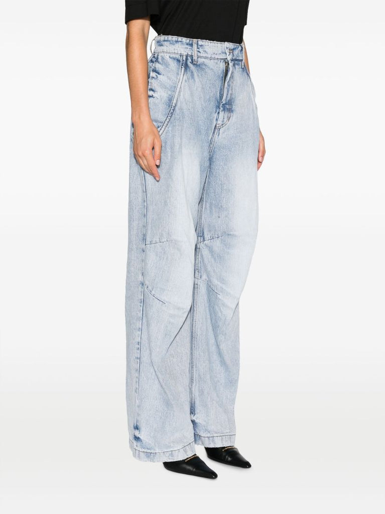 Blue High-rise Wide-leg Jeans