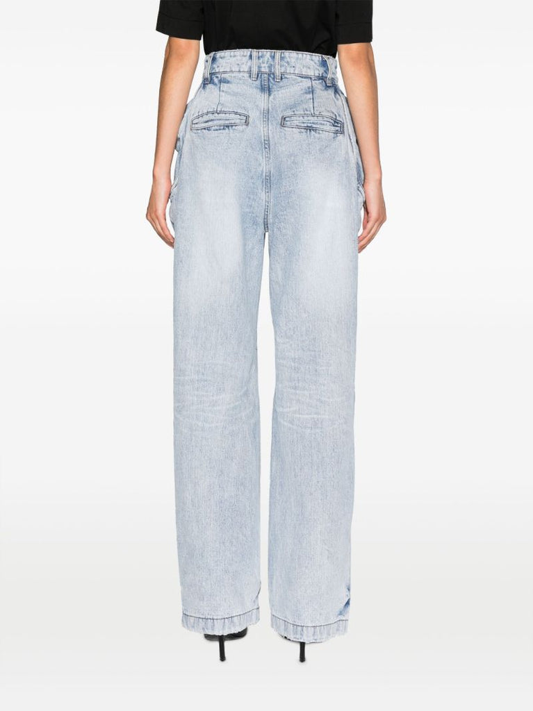 Blue High-rise Wide-leg Jeans