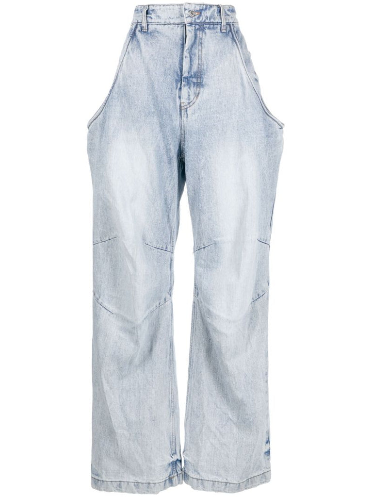 Blue High-rise Wide-leg Jeans
